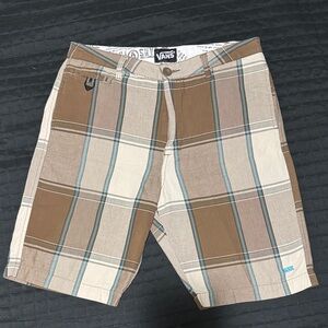 Vans Brown and Cream Plaid Shorts